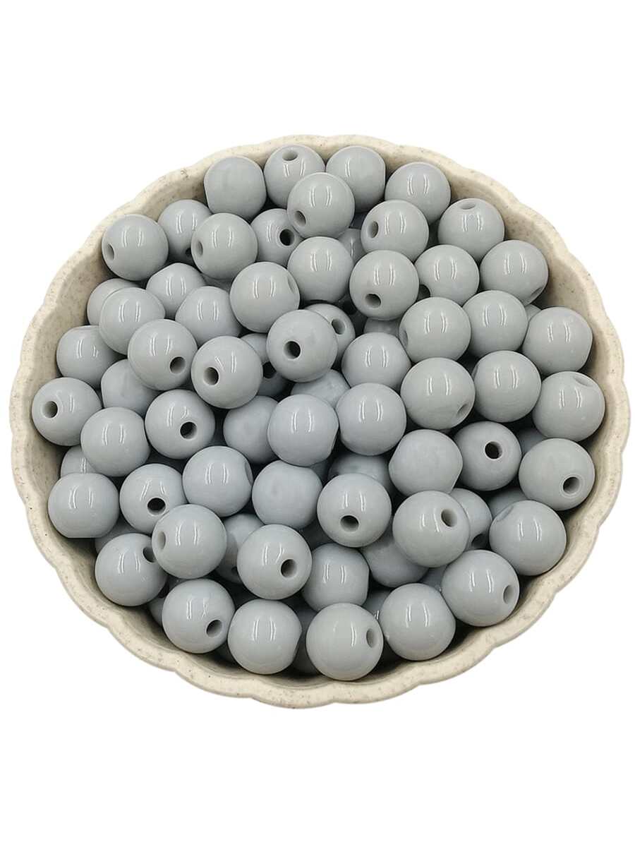 40Pcs 8mm Acrylic Round Loose Beads DIY Jewelry Accessories for Necklace Bracelet Making-Light Grey-1