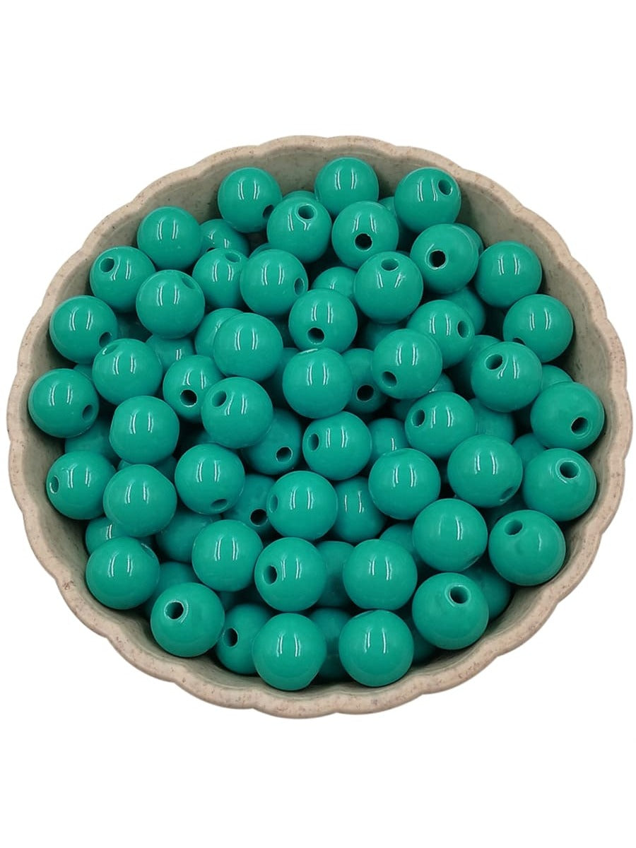 40Pcs 8mm Acrylic Round Loose Beads DIY Jewelry Accessories for Necklace Bracelet Making-Teal Blue-1