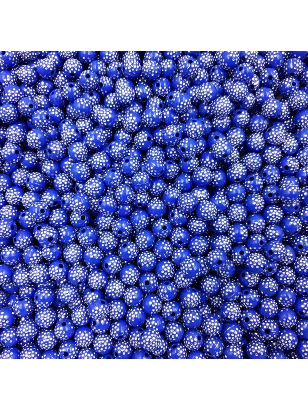 100Pcs 8mm Acrylic Shiny Spacer Bead DIY Necklace Bracelet Loose Beads Jewelry Accessories Fashion-Royal Blue-1