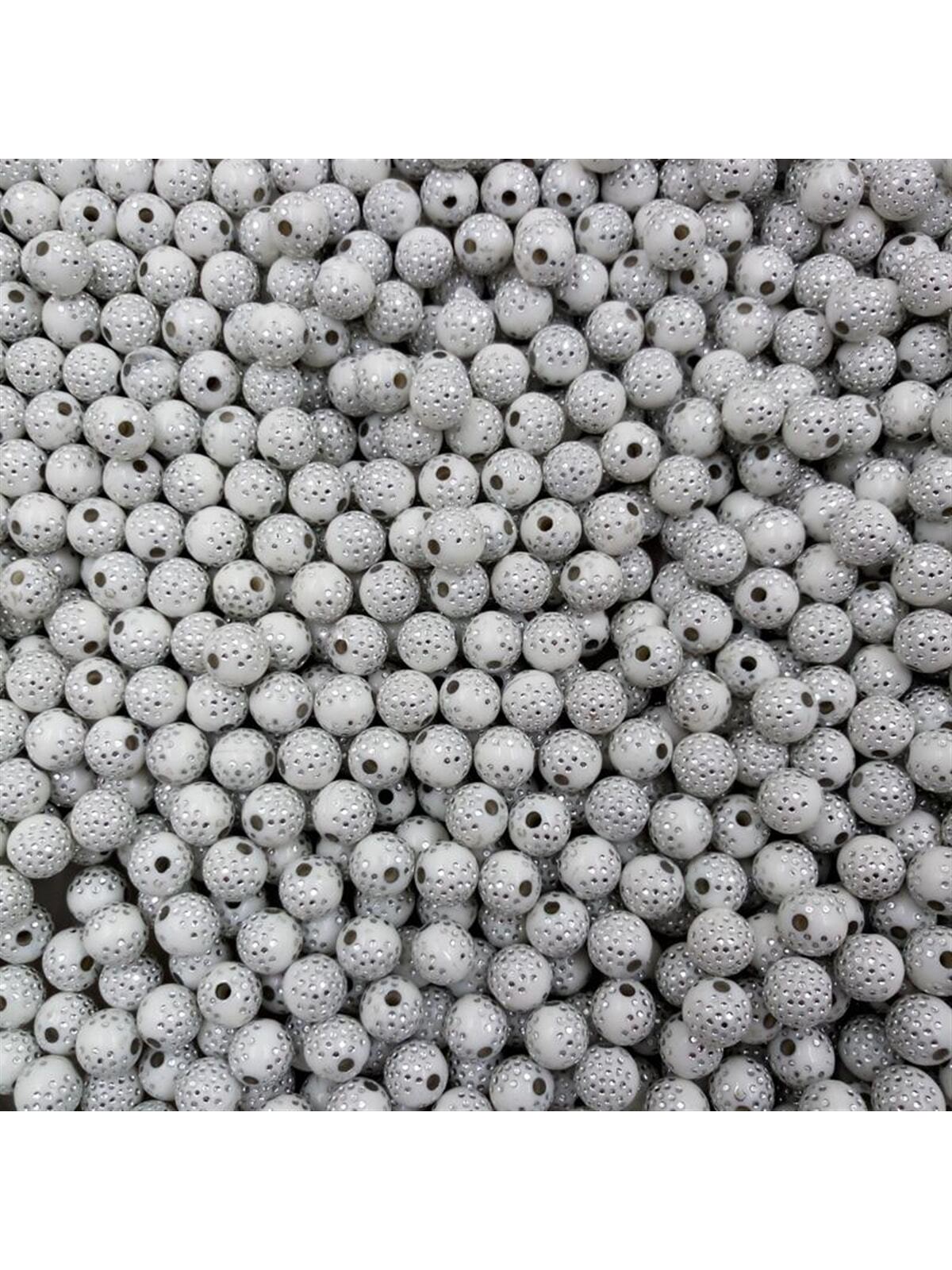 100Pcs 8mm Acrylic Shiny Spacer Bead DIY Necklace Bracelet Loose Beads Jewelry Accessories Fashion-White-1