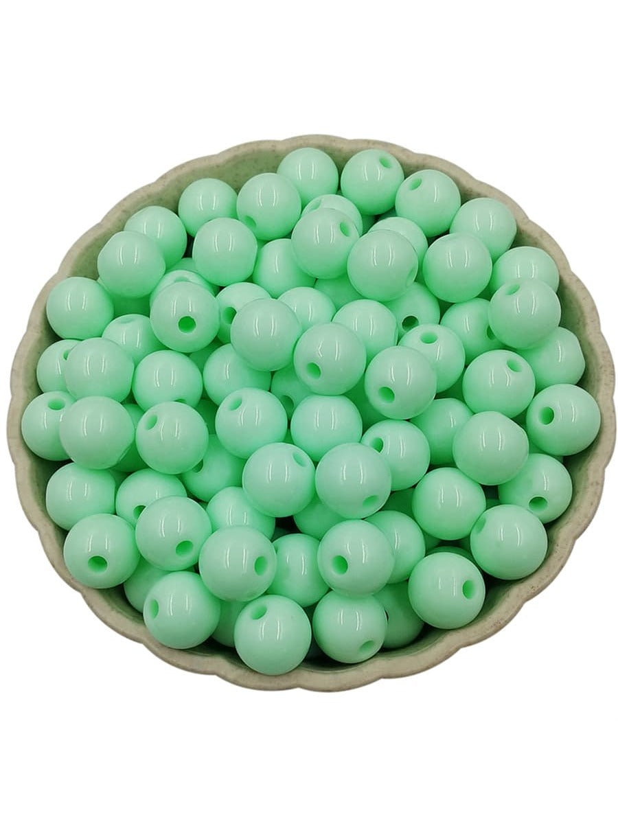 40Pcs 8mm Acrylic Round Loose Beads DIY Jewelry Accessories for Necklace Bracelet Making-Mint Green-1