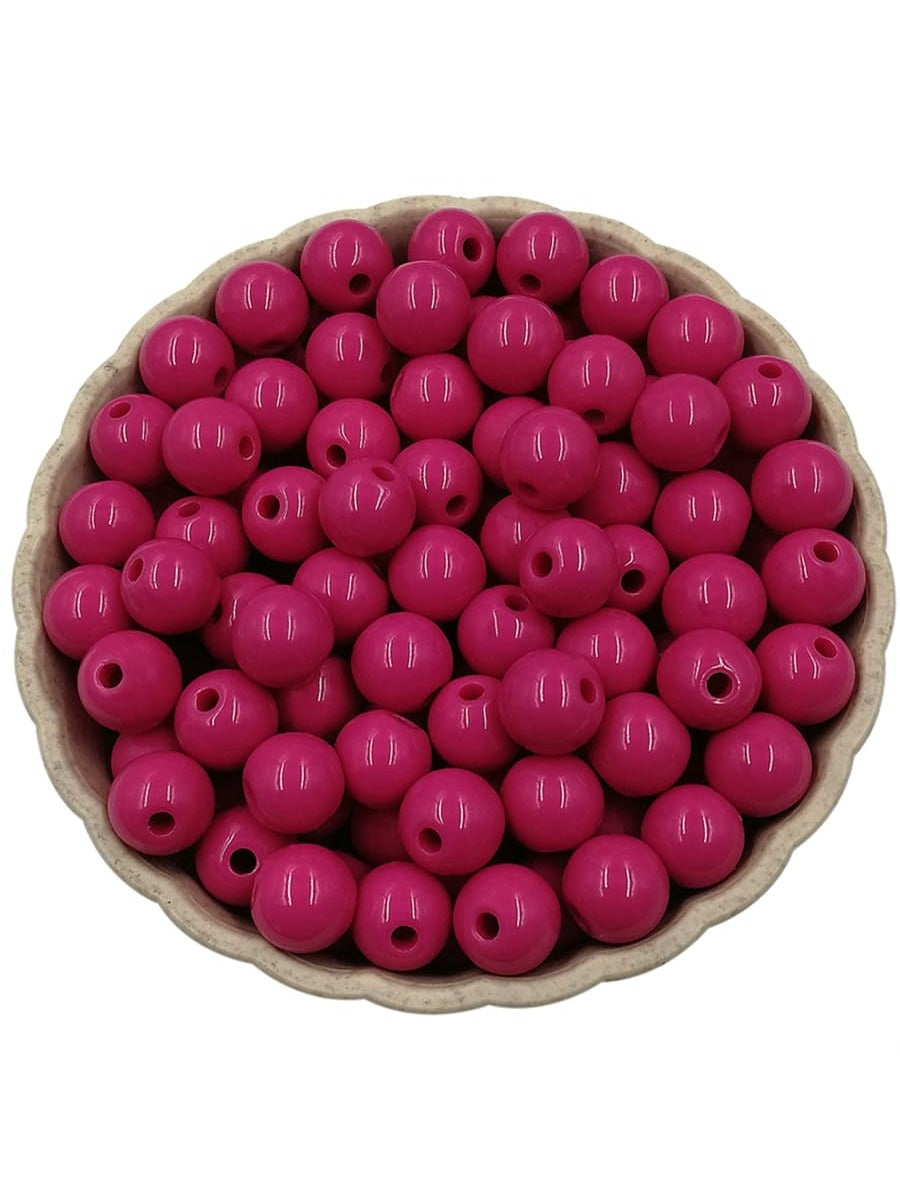 40Pcs 8mm Acrylic Round Loose Beads DIY Jewelry Accessories for Necklace Bracelet Making-Hot Pink-1