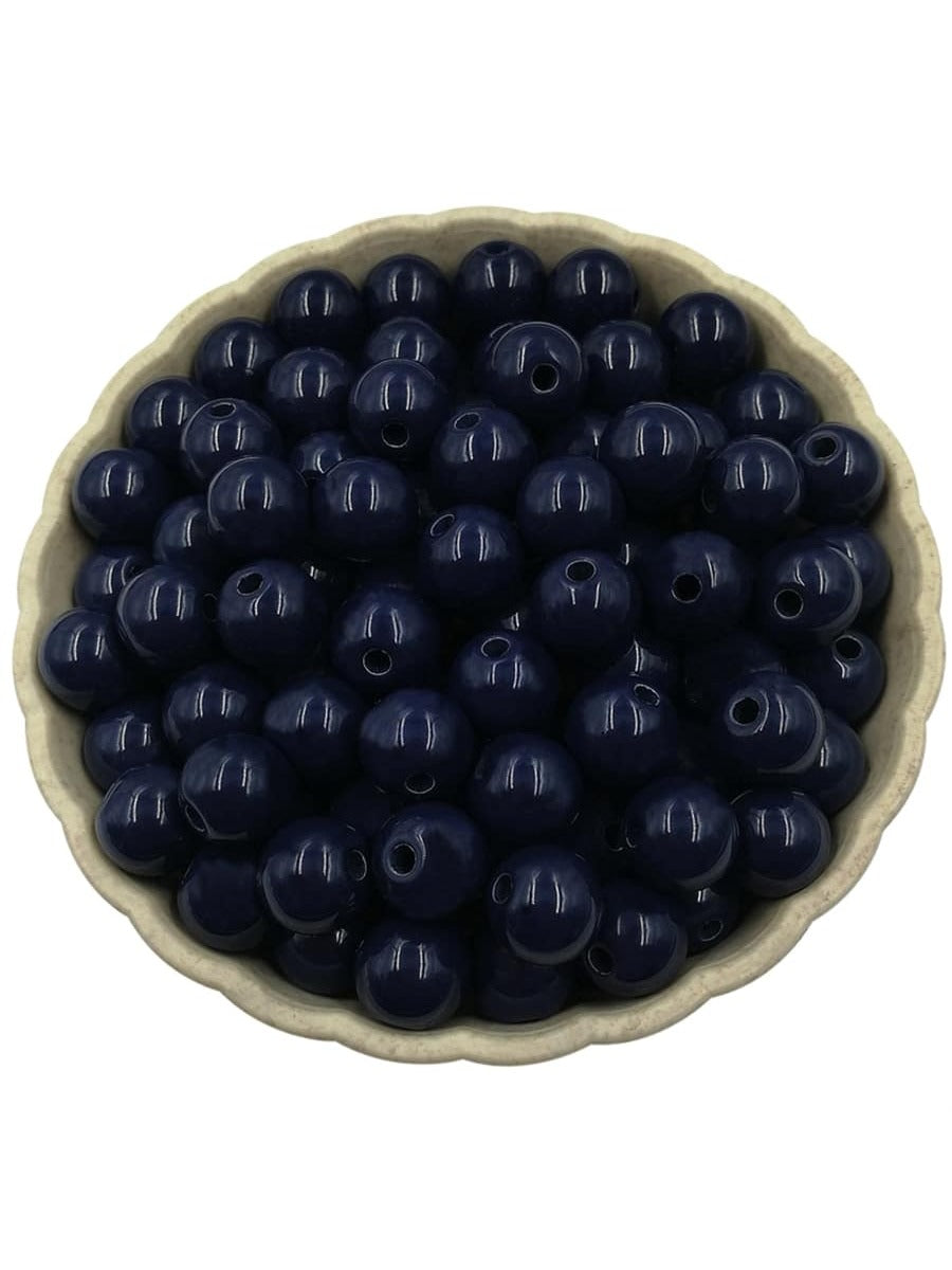 40Pcs 8mm Acrylic Round Loose Beads DIY Jewelry Accessories for Necklace Bracelet Making-Navy Blue-1