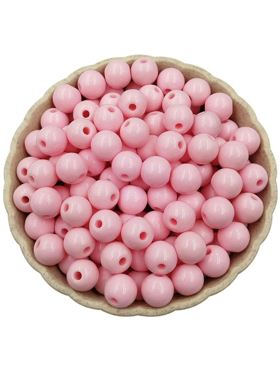 40Pcs 8mm Acrylic Round Loose Beads DIY Jewelry Accessories for Necklace Bracelet Making-Baby Pink-1