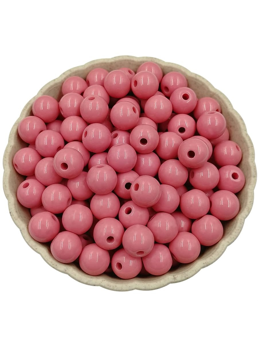 40Pcs 8mm Acrylic Round Loose Beads DIY Jewelry Accessories for Necklace Bracelet Making-Pink-1