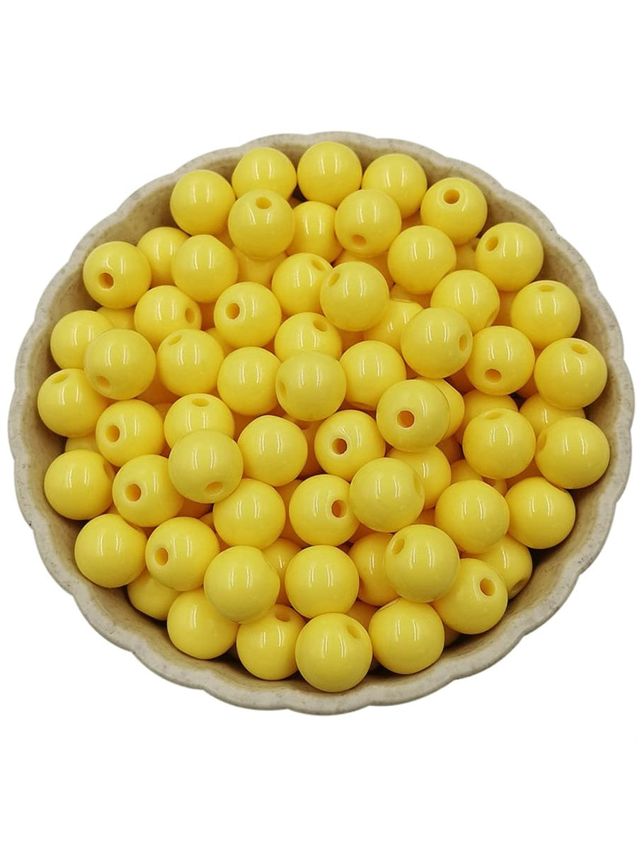 40Pcs 8mm Acrylic Round Loose Beads DIY Jewelry Accessories for Necklace Bracelet Making-Yellow-1