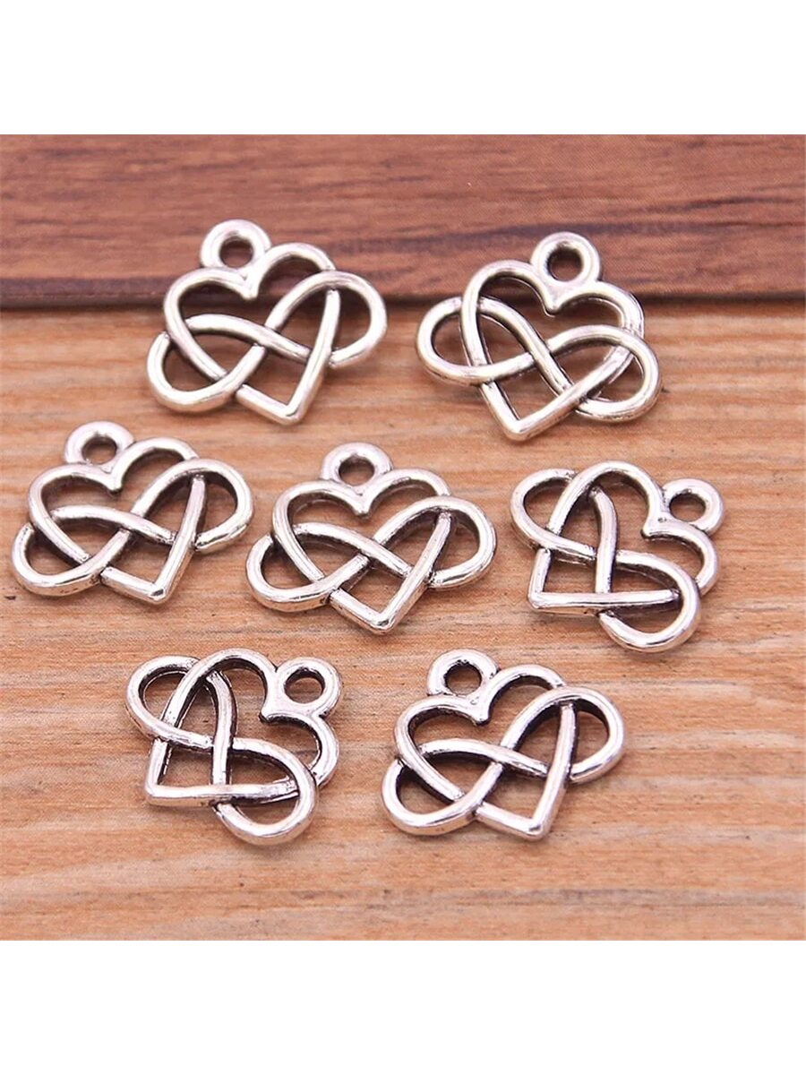 10pcs Antique Silver Color Love Heart Infinity Charms Pendants Making DIY Necklace Bracelets Earrings Handmade Jewelry-Antique Silver-1