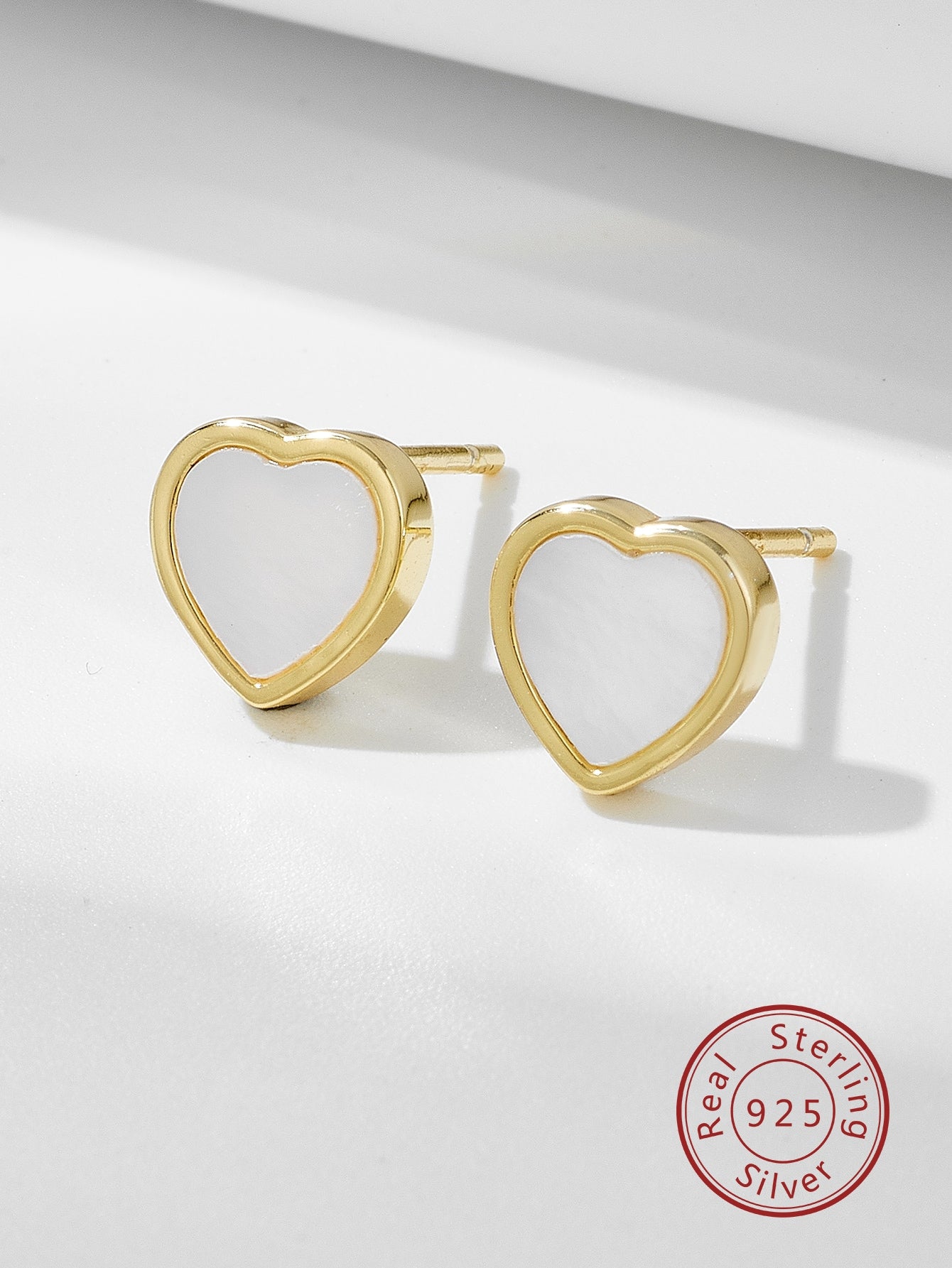 Korean Style Seashell & Heart Shaped Stud Earrings For Women, S925 Sterling Silver, Minimalist Design, Versatile Light Luxury Ear Jewelry-Yellow Gold-1