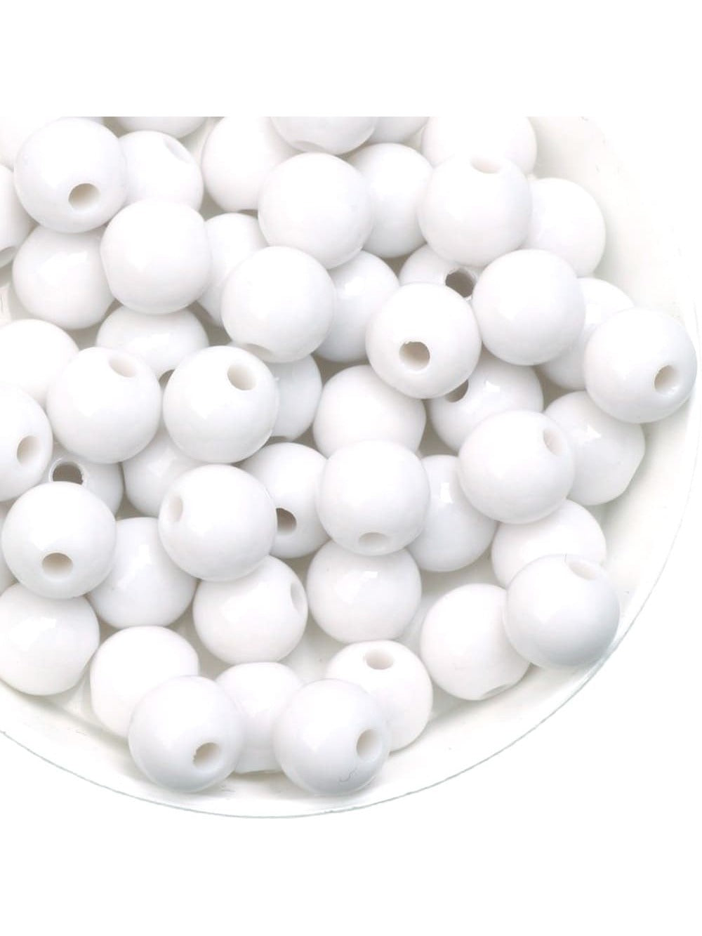 10MM 50PCS/bag Bright Surface Macaron Sweet Candy White Color Acrylic Beads Round Bead Shape Necklace/Bracelet/Phone Chain/Body Bag Woven Bag DIY Handmade Jewelry Making Suitable For Women's Daily Wear-White-1