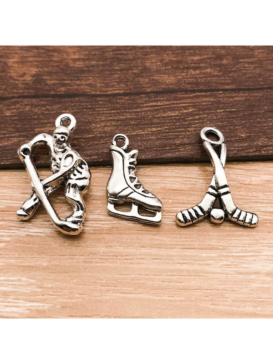 30pcs Mix Antique Silver Sport Hockey Ball Charms For Jewelry Making Diy Findings Keychain Bracelets Earrings Charms Pendants--1