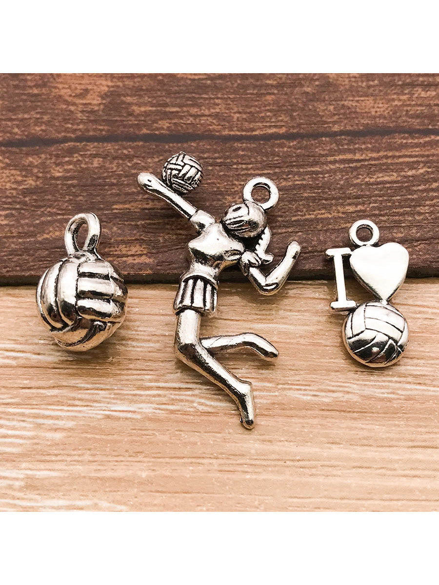 30pcs Mix Antique Silver Sport Volleyball Charms For Jewelry Making Diy Findings Keychain Bracelets Earrings Charms Pendants--1