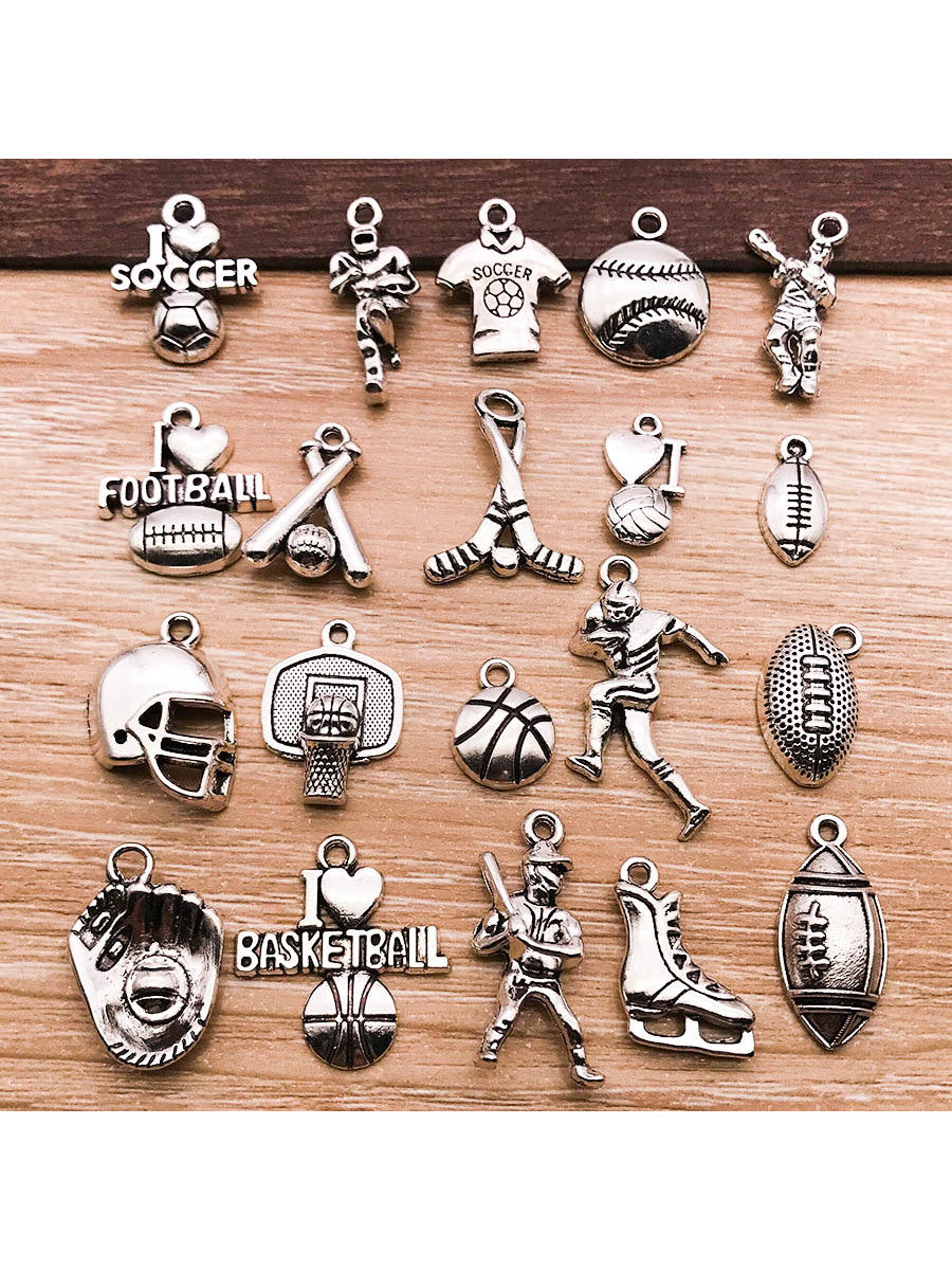 20pcs Mix Antique Silver Sports Ball Game Basketball Football Baseball Charms For Jewelry Making Diy Findings Keychain Bracelets Earrings Charms Pendants--1