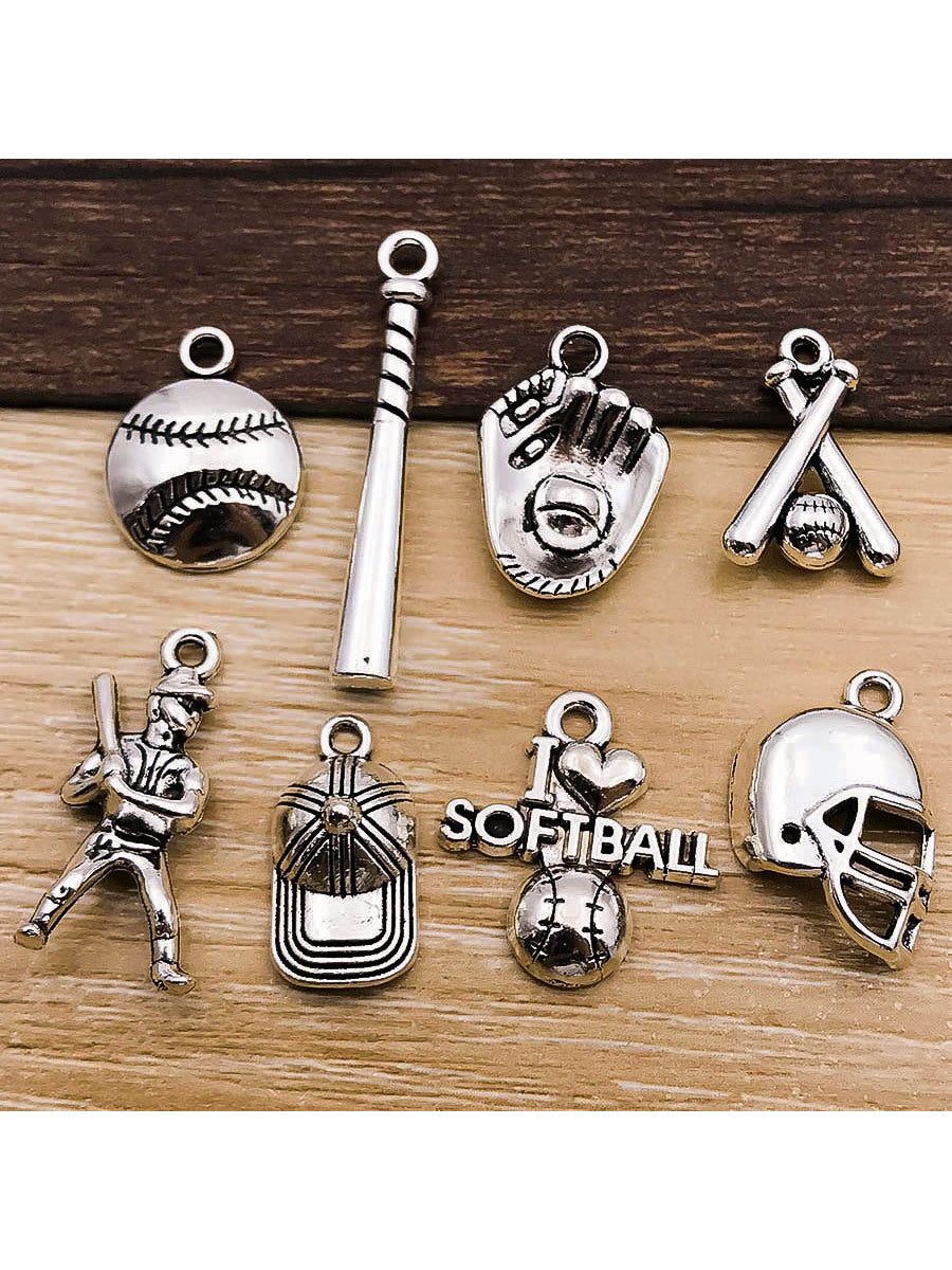 16pcs Mix Antique Silver Sport Softball Baseball Charms For Jewelry Making Diy Findings Keychain Bracelets Earrings Charms Pendants--1