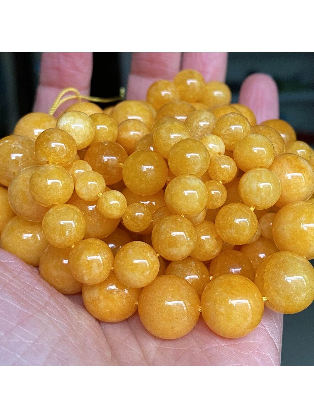 1 Strand Natural Yellow Ambers Jades Stone Round Loose Spacer Beads For Jewelry Making DIY Bracelet Handmade 4/6/8/10/12mm-Yellow-1