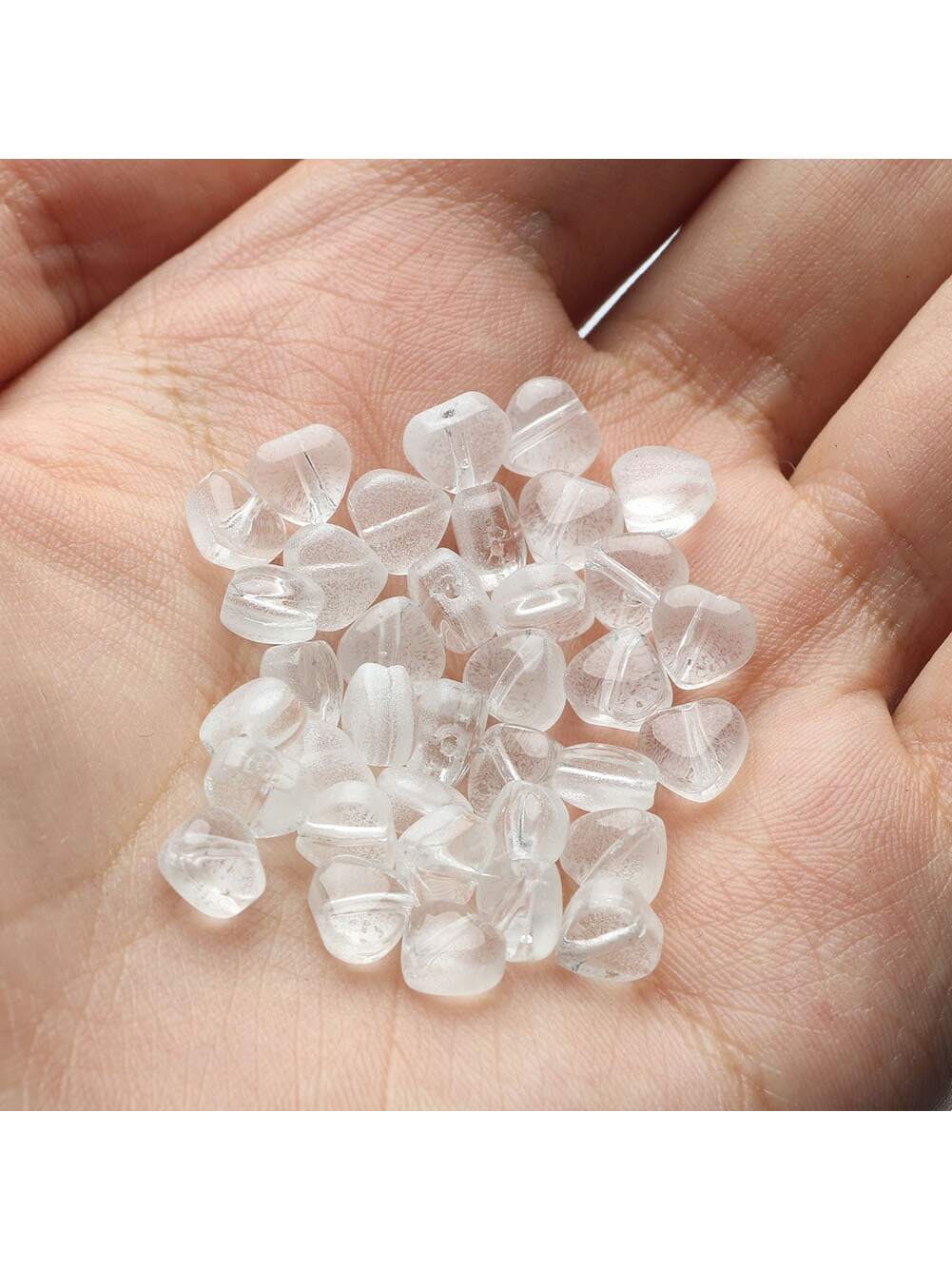 20Pcs 6x6mm White Heart Shape Lampwork Crystal Glass Beads Loose Spacer Beads For Making Jewelry Diy Handmade Bracelets Accessories--1