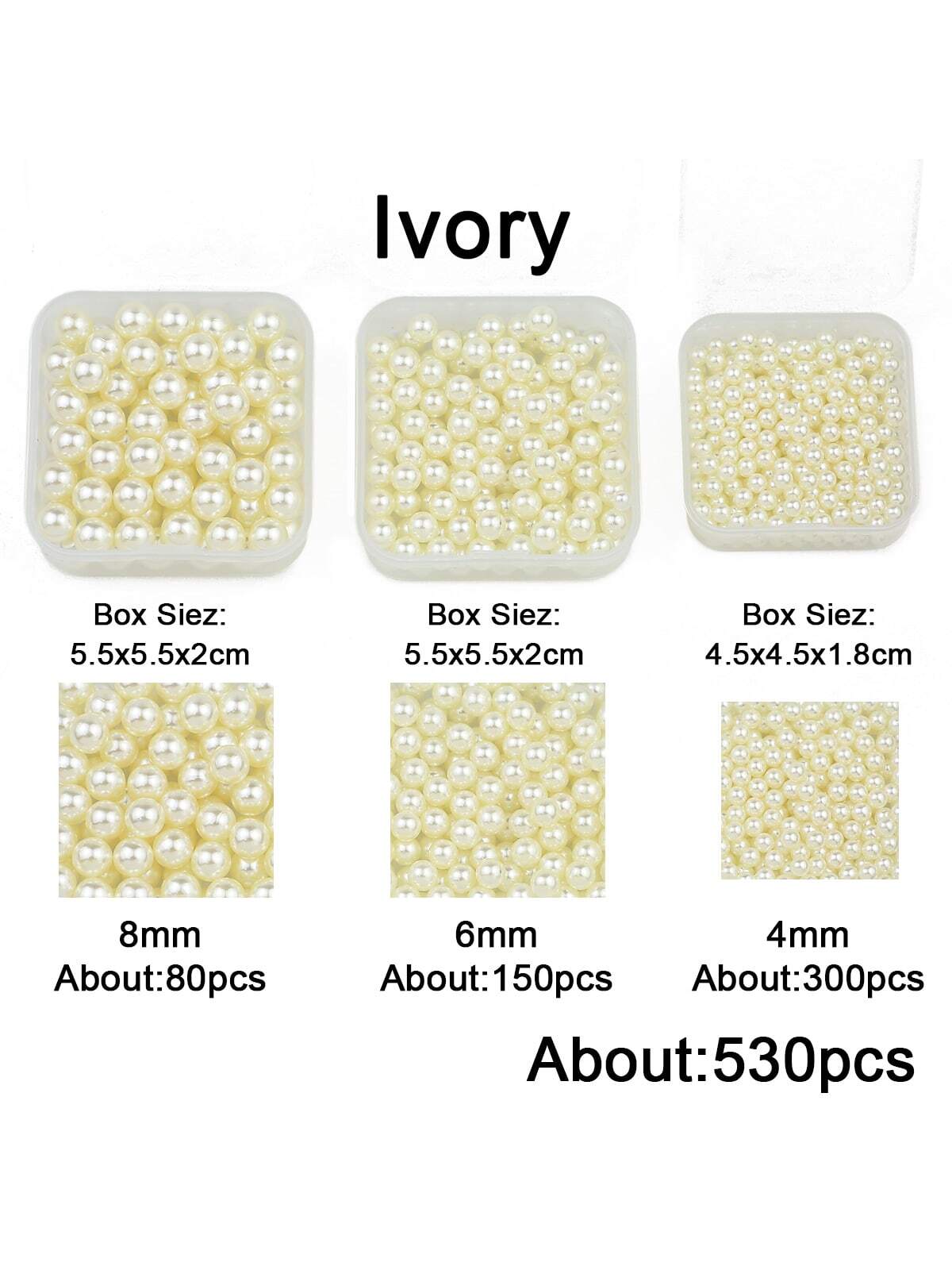 Mixed Size Abs Imitation Pearl Beads Set Without Holes For Diy Accessories, Jewelry Making, Cosmetic Box Decoration--1