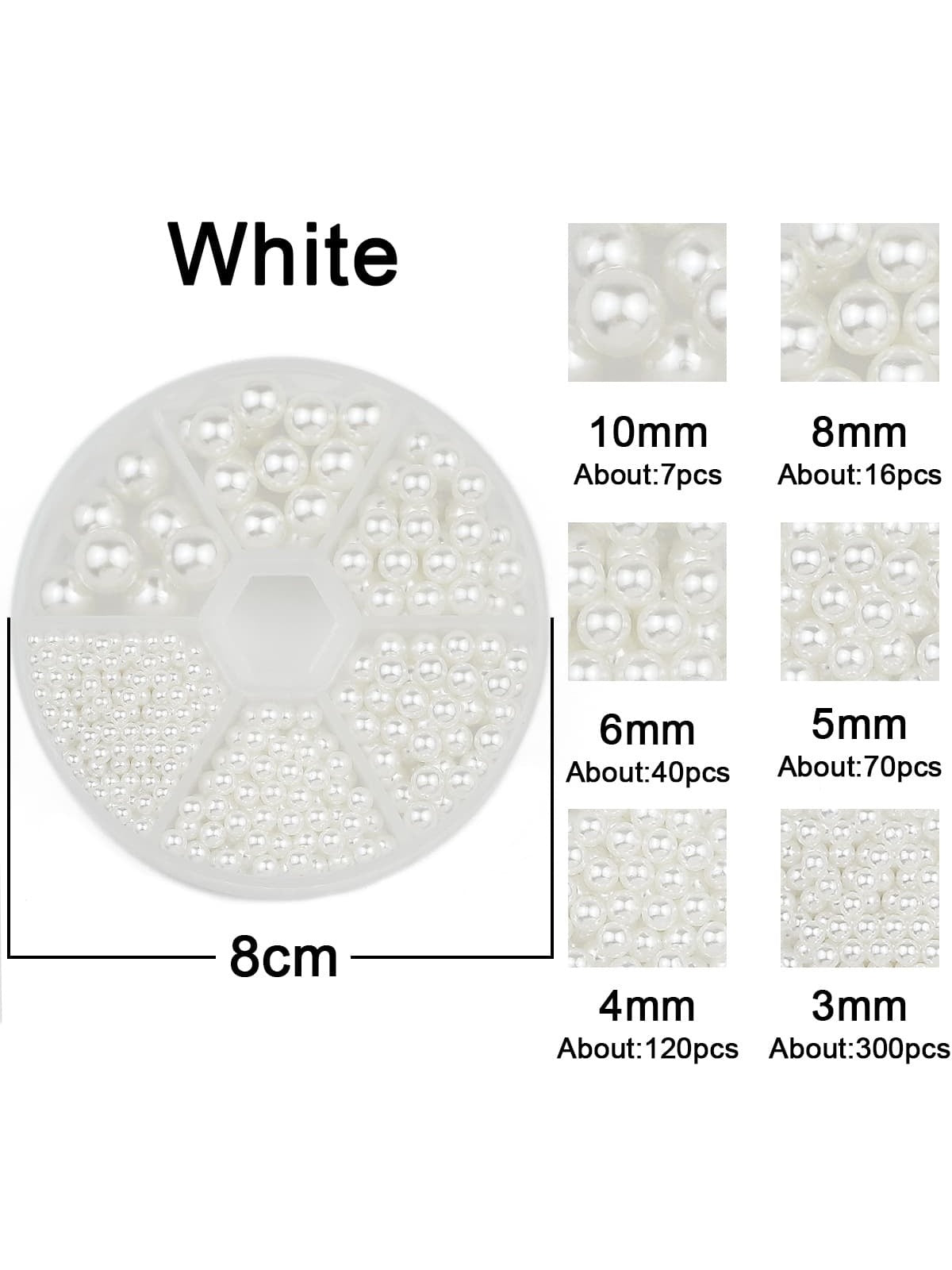 Mixed Size Abs Loose Non-hole Pearl Beads Set, Suitable For Diy Accessories, Jewelry Making, Cosmetic Box Decoration--1