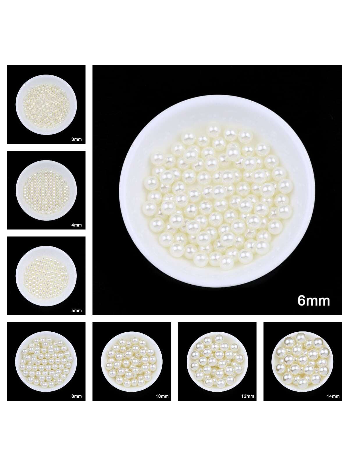 Mixed Size Abs Imitation Pearl Beads Set Without Holes In Bulk For Diy Jewelry Making And Cosmetic Box Decoration--1