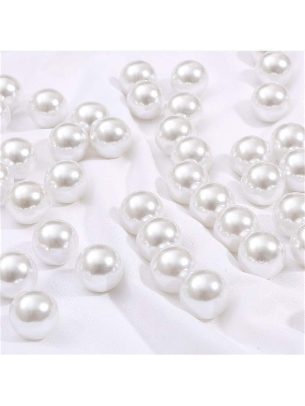 White Mixed Abs Loose Beads Without Holes Pearl-like Pack For Diy Accessories, Jewelry Making, Cosmetic Box Decoration--1