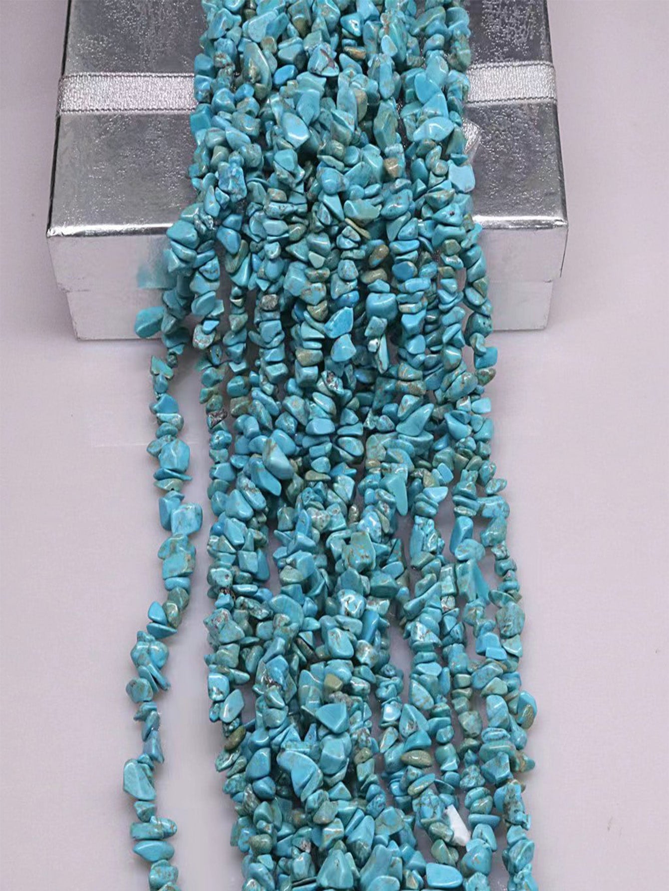 1pc 80cm Long Natural Turquoise Crushed Stone Diy Necklace Or Bracelet-Blue-1