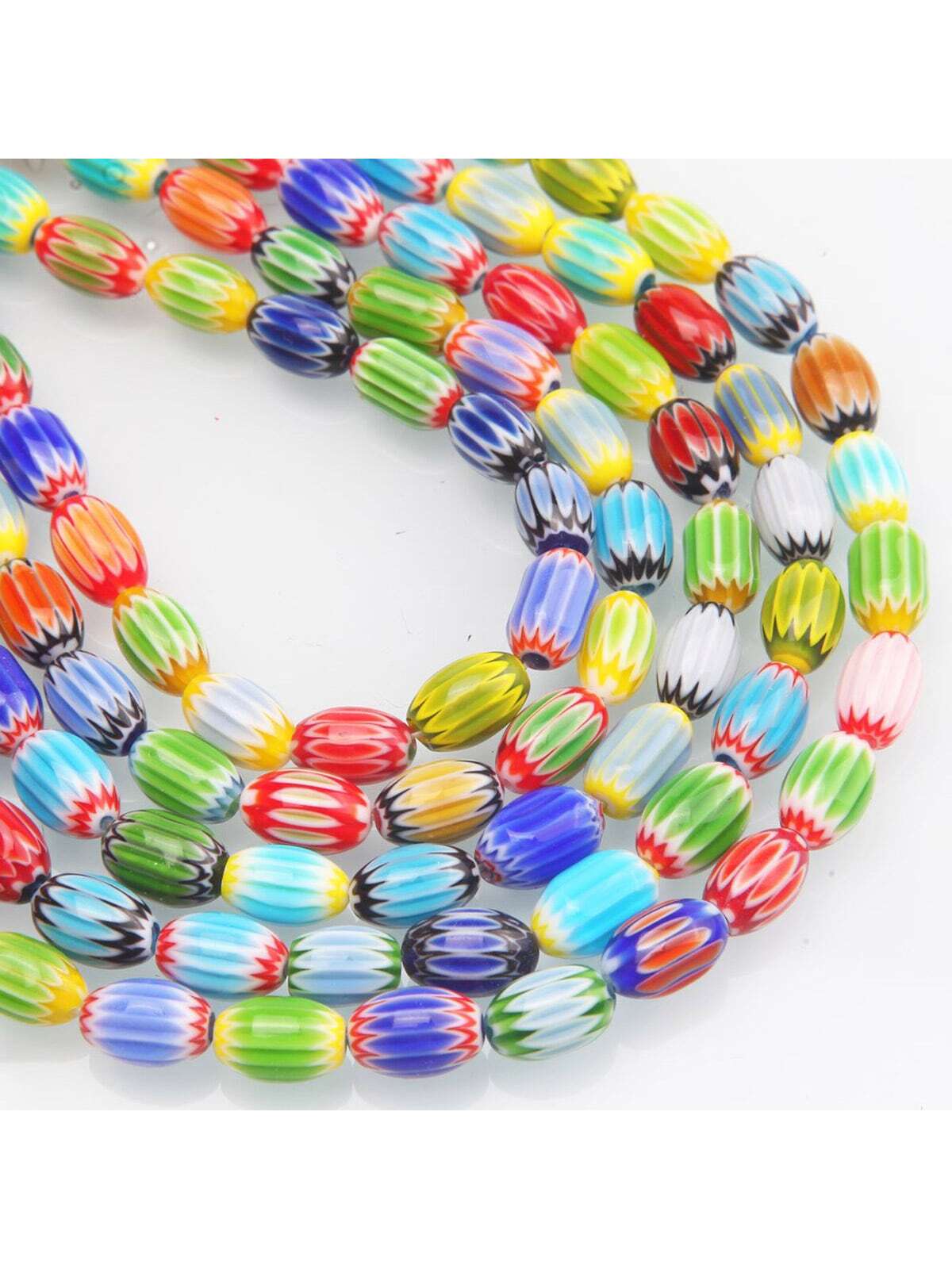 33pcs Oval Shaped Multicolor Retro Glass Beads For Diy Bracelets, Necklaces, Earrings 8*12mm-Blue-1