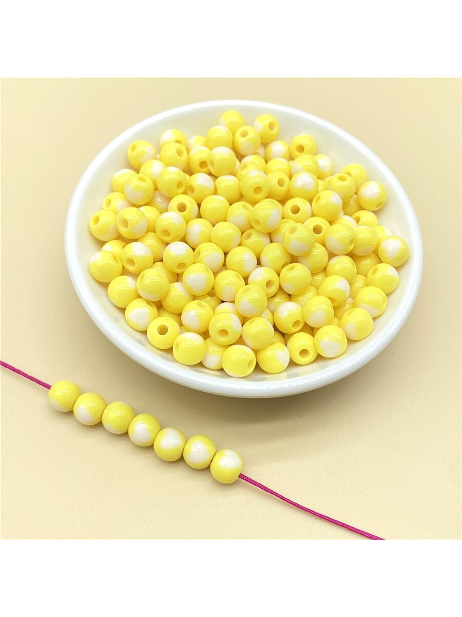 50pcs Heart Design Acrylic Beads For Necklace, Bracelet, Earring, Pendant Diy Jewelry Making-Yellow-1