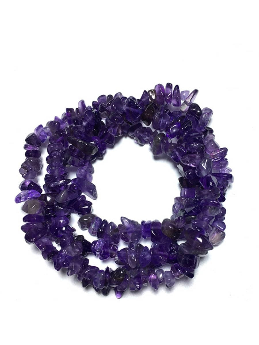 1pc Approx 80cm Long Natural Crystal Stone Beaded Strand, Suitable For Decoration Or Diy Necklace Bracelet-Purple-1