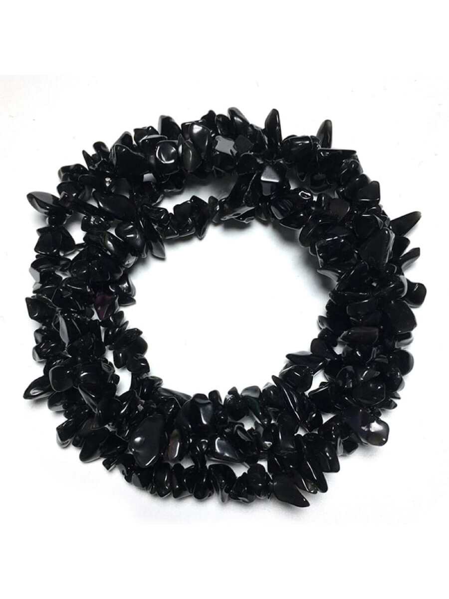 1pc Natural Crystal Stone Chip Beads String About 80cm Long For Decoration Or Diy Bracelet/necklace Making-Black-1