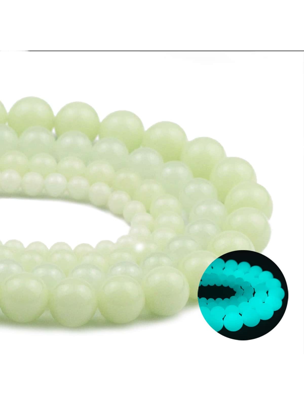 4/6/8/10/12mm Luminous Blue-green Round Beads For Diy Bracelet And Necklace Making--1