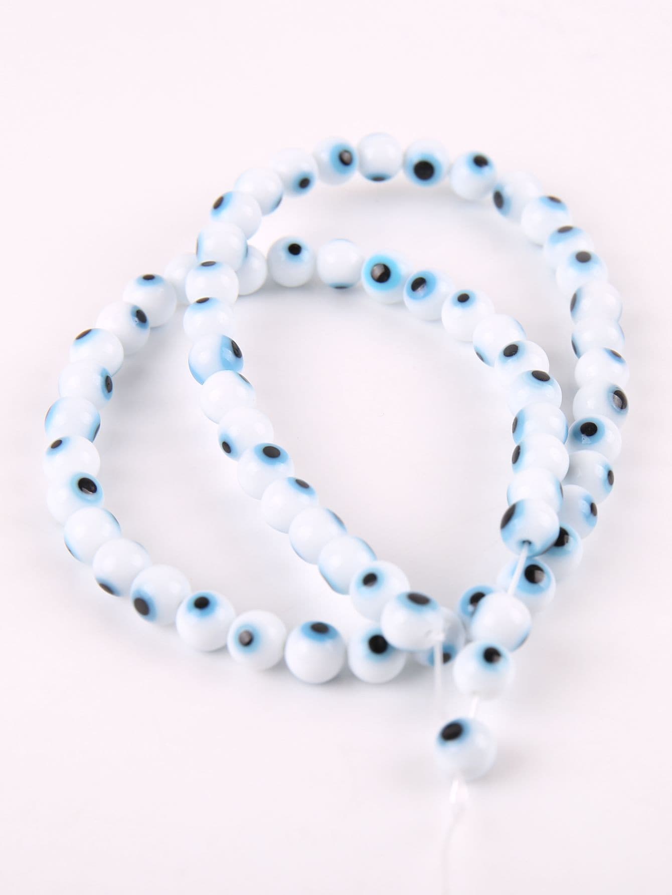 1strand 35cm 60pcs 6mm Glass Eye Beads Diy Bracelet Necklace Accessories-White-1