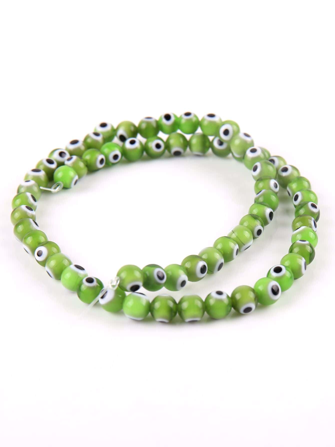 1strand 60pcs 6mm Glass Beads With Eye Patterns Diy Bracelet/necklace/beaded Strand Jewelry Making Accessories-Green-1