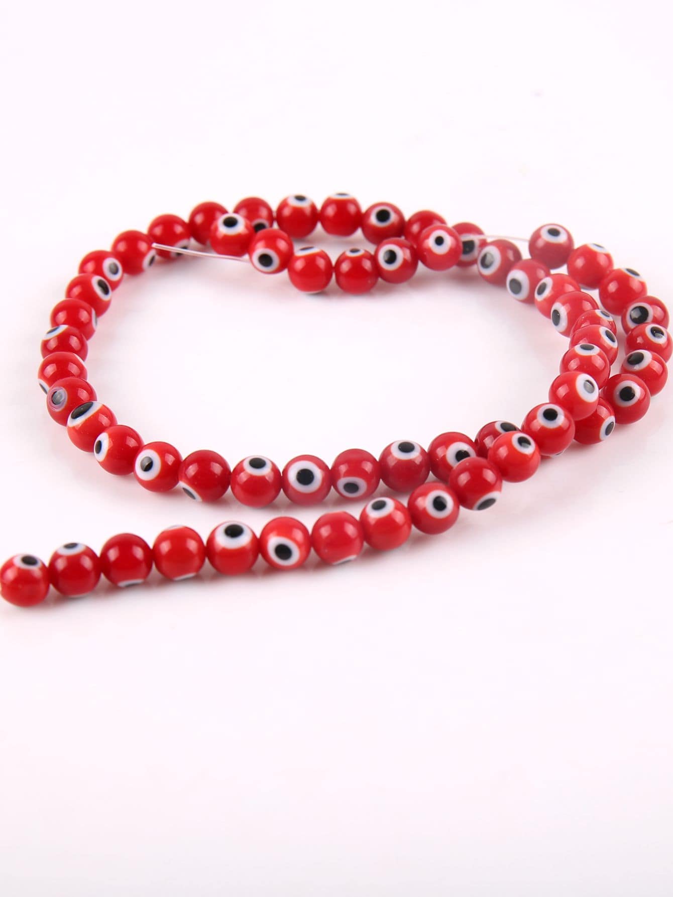 1 Strand 35cm 60pcs Glass Eye Beads, 6mm Round Beads For Diy Bracelet, Necklace, Jewelry Making Supplies-Red-1