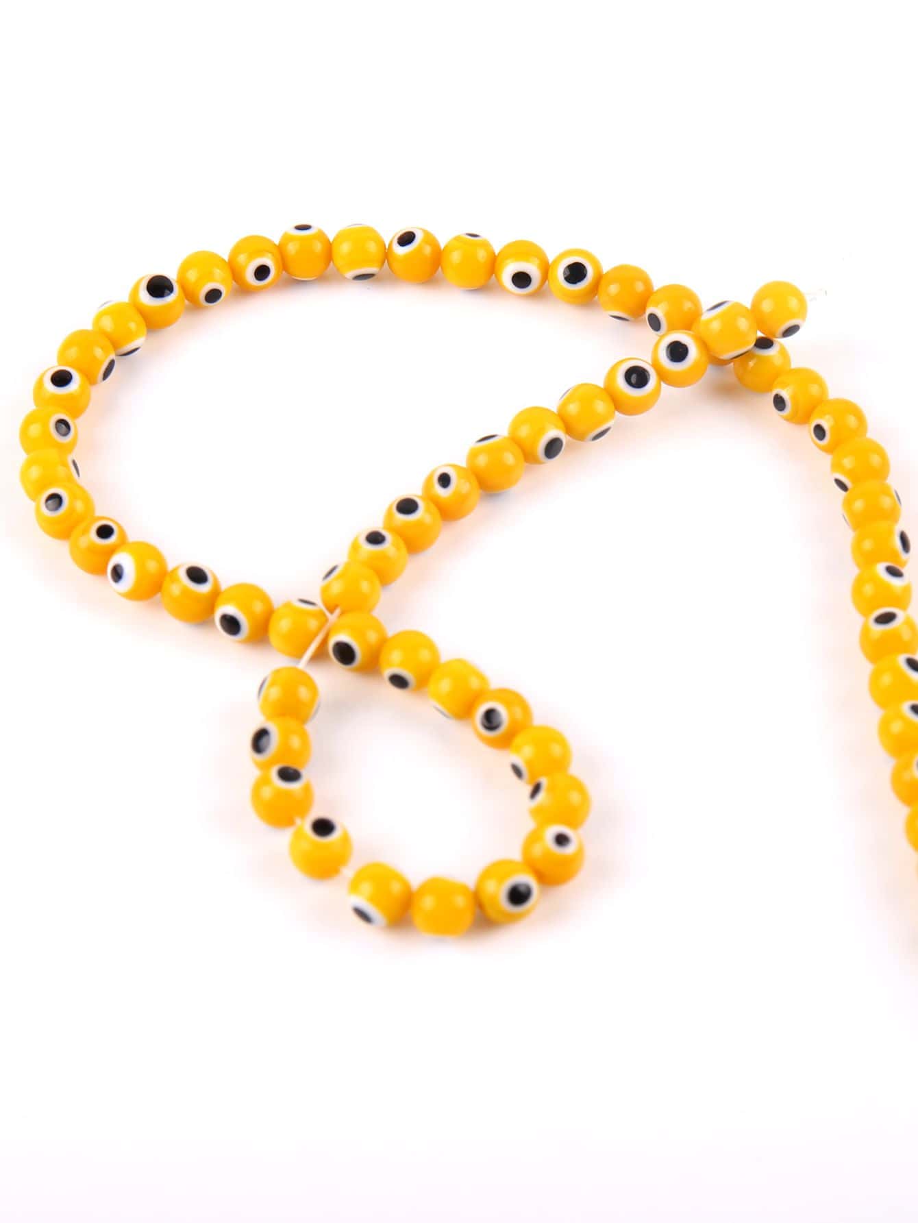 1strand 35cm, 60pcs Glass Eye Beaded Strand, 6mm Round Beads For Diy Bracelet, Necklace, Jewelry Making-Yellow-1