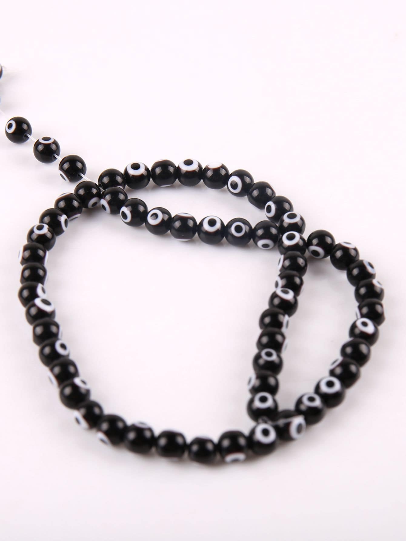 1 Strand 35cm, 60pcs Glass Eye Beads, 6mm Round Loose Beads Diy Jewelry Making Accessories For Bracelet, Necklace, Stringing-Black-1