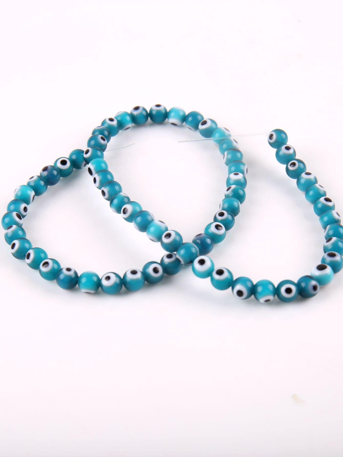 1strand 35cm 60pcs Glass Eye Beads 6mm Round Beads For Diy Bracelet, Necklace, Jewelry Making-Teal Blue-1