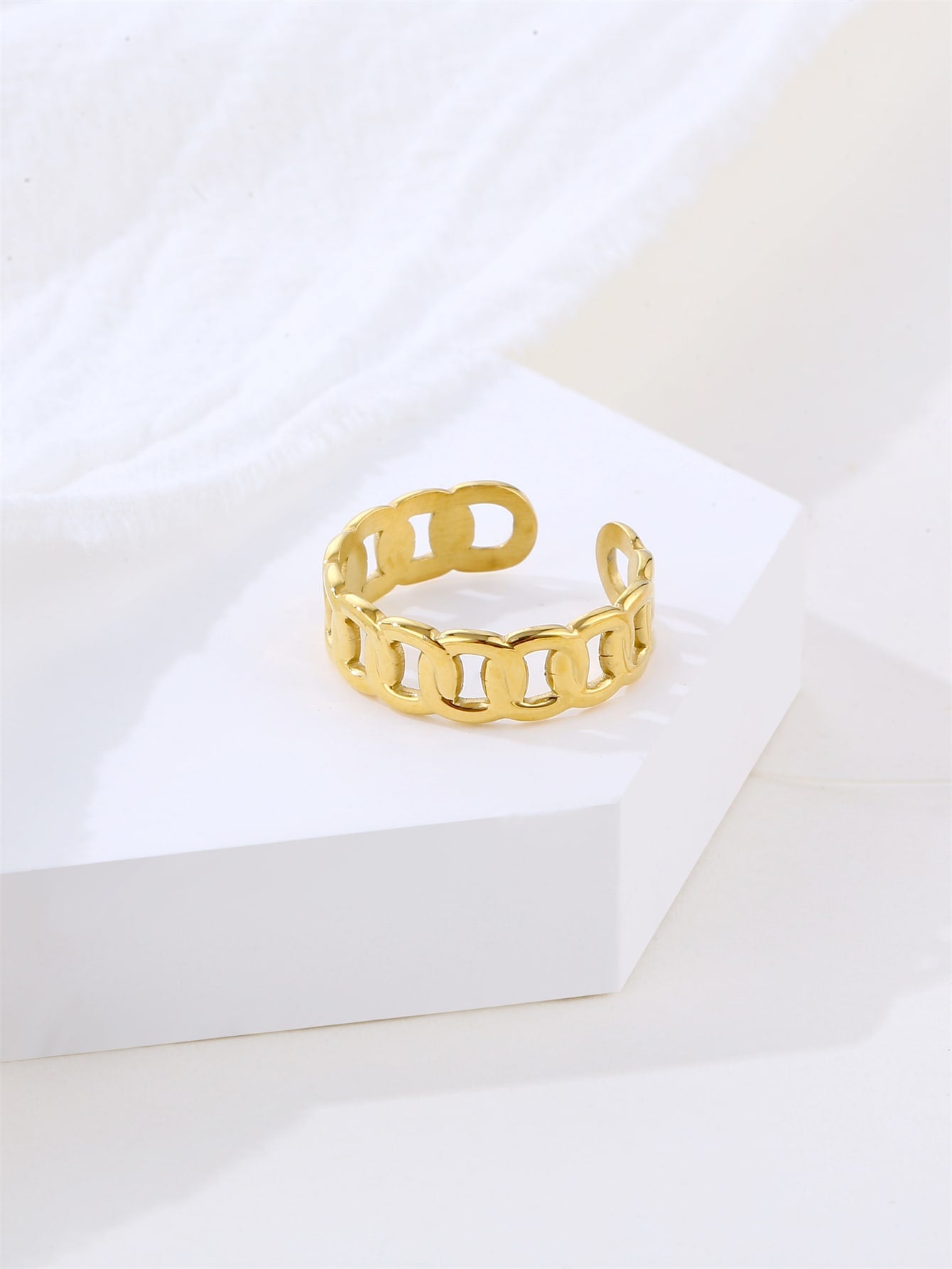 Unisex Adjustable Open Ring In Golden Color-Yellow Gold-1