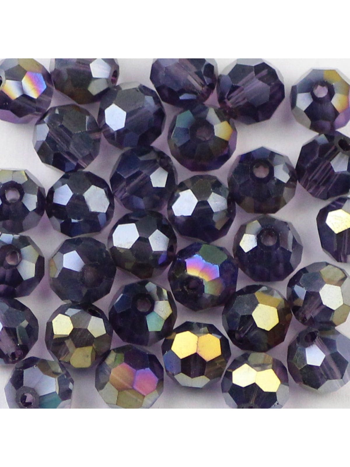 30pcs 8mm Round Purple Ab Color Faceted Crystal Glass Beads Earth Ball Football Beads Diy Handmade Bracelet & Necklace Accessories Material Jewelry Making Components Electroplated Ab Color--1