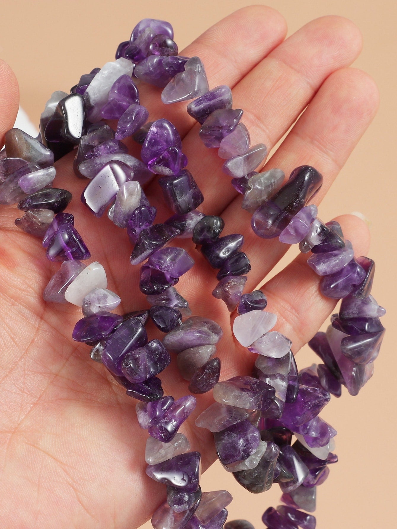 Approximately 180pcs Irregular Size Natural Rough Amethyst Crystal Stones String, Used For Healing, Spiritual Energy, Good Luck, Home Decoration Display-Purple-1