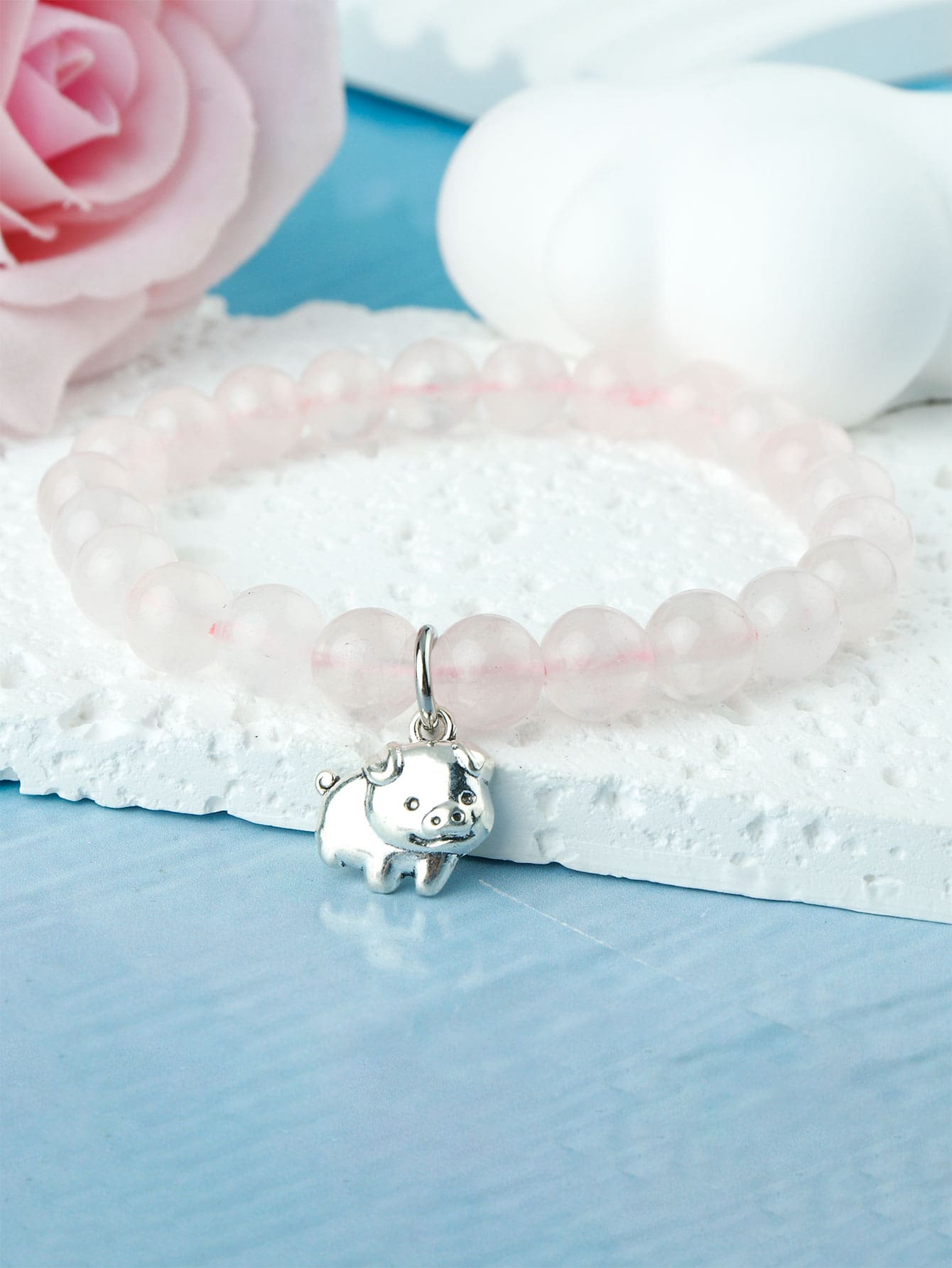 1pc Cute Piggy Beaded Bracelet With Pendant--1