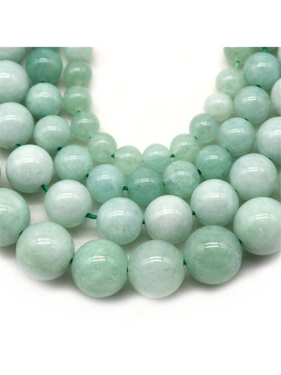 Light Green Loose Stone Beads For Diy Jewelry Making, Necklace, Bracelet, Round Beads-Green-1