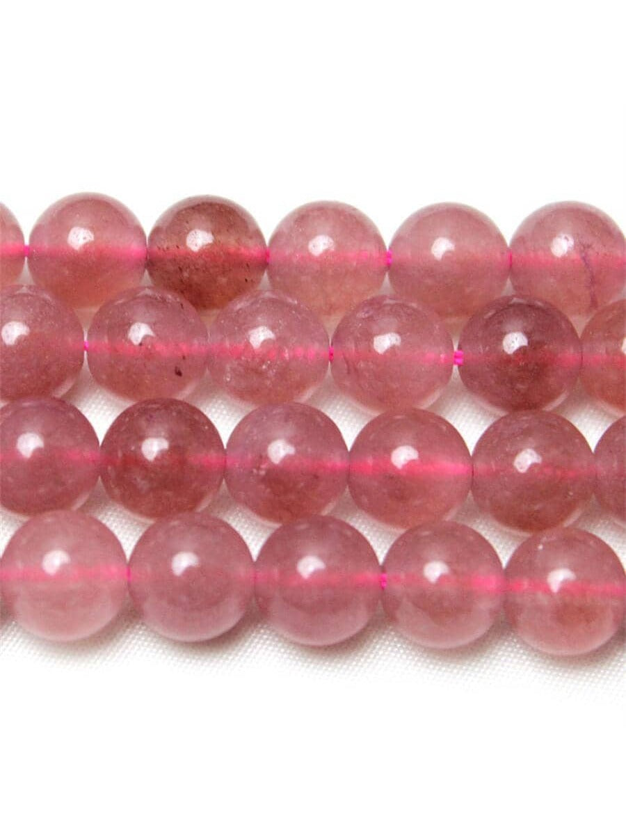 Pink Strawberry Crystal Round Beads Loose Beads Diy Jewelry Making Accessories Semi-finished Crystal Beads-Pink-1