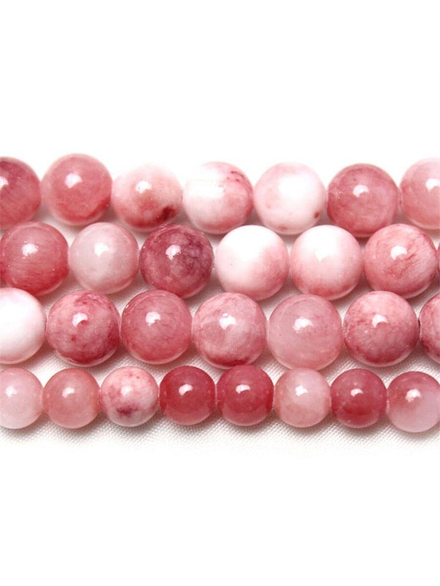 Pink And White Agate, Dendrite Opal Beads For Diy Necklace, Bracelet, Material For Weaving-Baby Pink-1