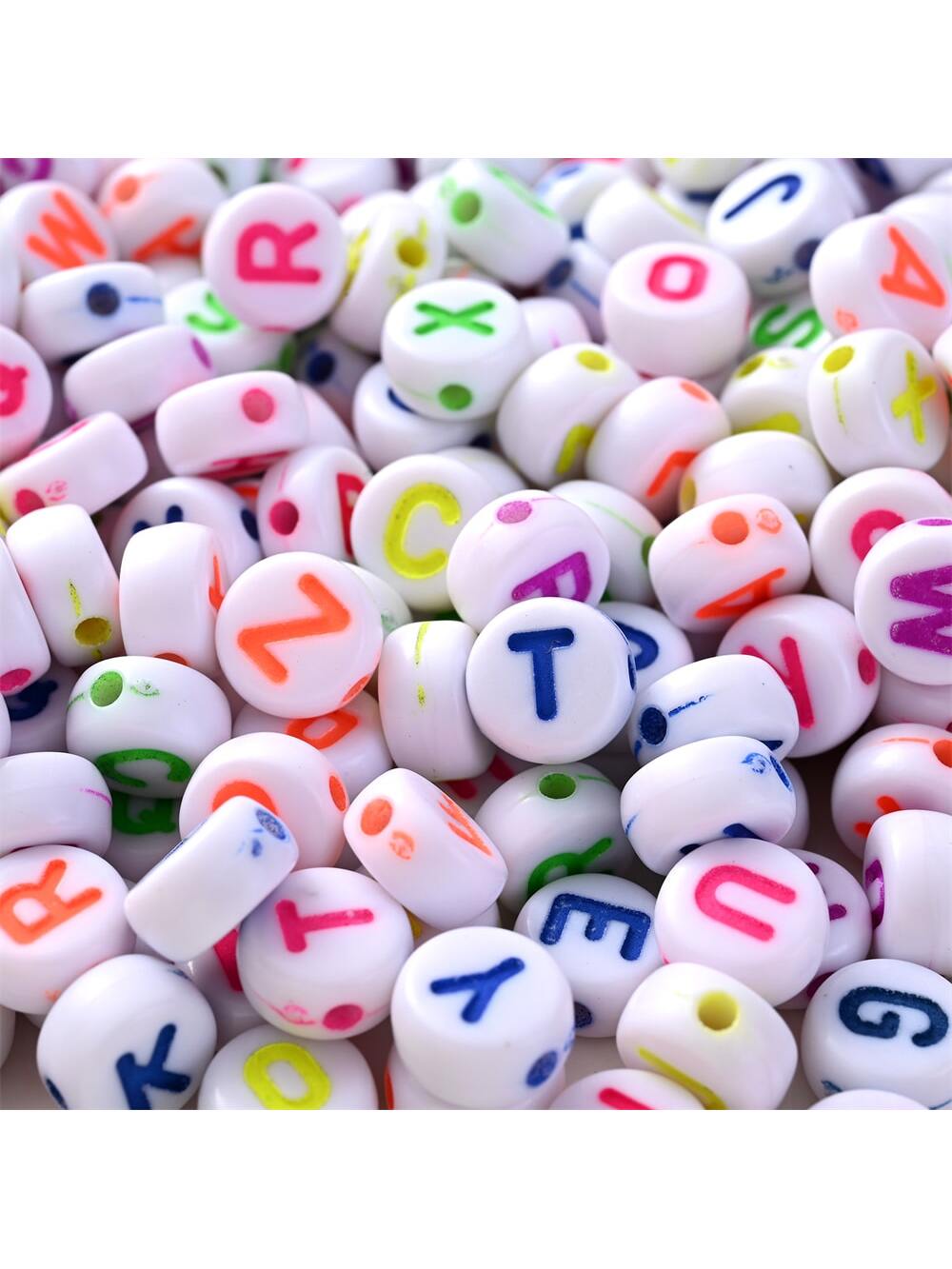 100pcs/set 4×7mm Letter Beads Alphabet Beads Glow in the Dark and for Jewelry Making Bracelets Necklaces Key Chains-Multicolor-1