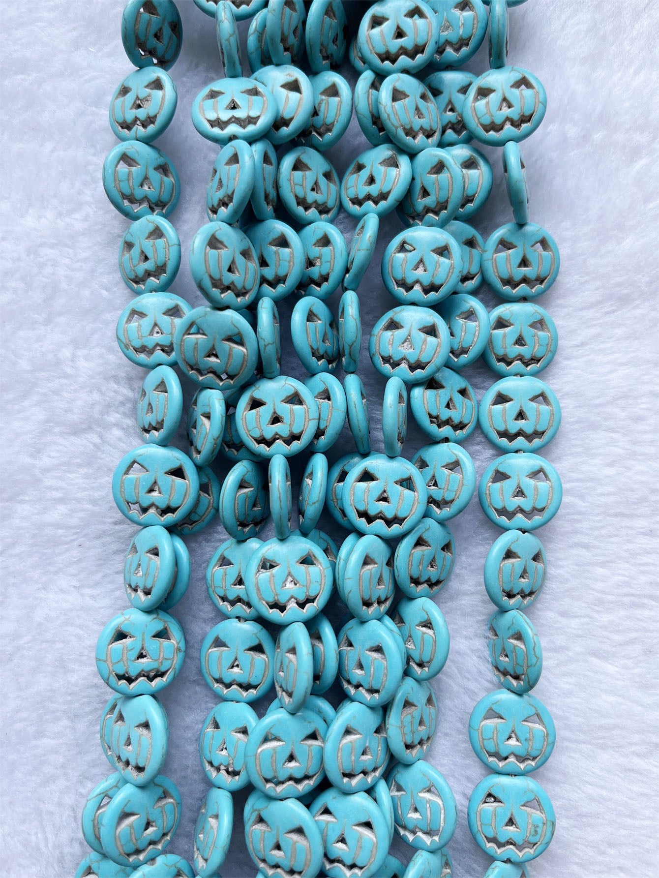 1Strand Natural Stone Blue Carved Halloween Pumpkin Turquoise Beads 4*15mm Charm Bracelets Jewelry Making Wholesale-Blue-1