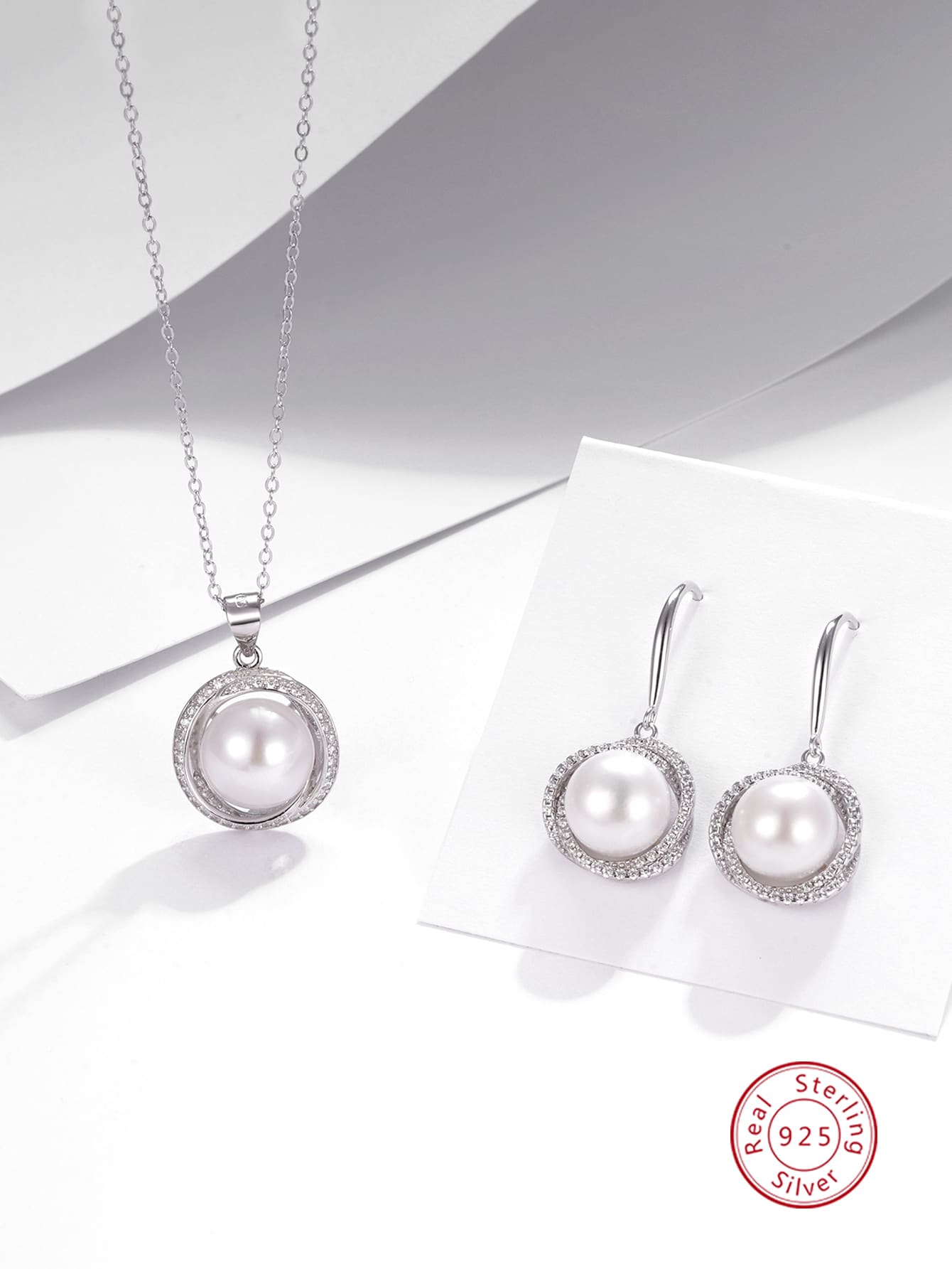 3pcs Elegant And Luxurious 925 Silver & Cubic Zirconia Set Of Earrings And Necklace, Suitable For Daily Wear And Evening Party, Perfect As A Gift For Women In Summer Sales Season-Silver-1