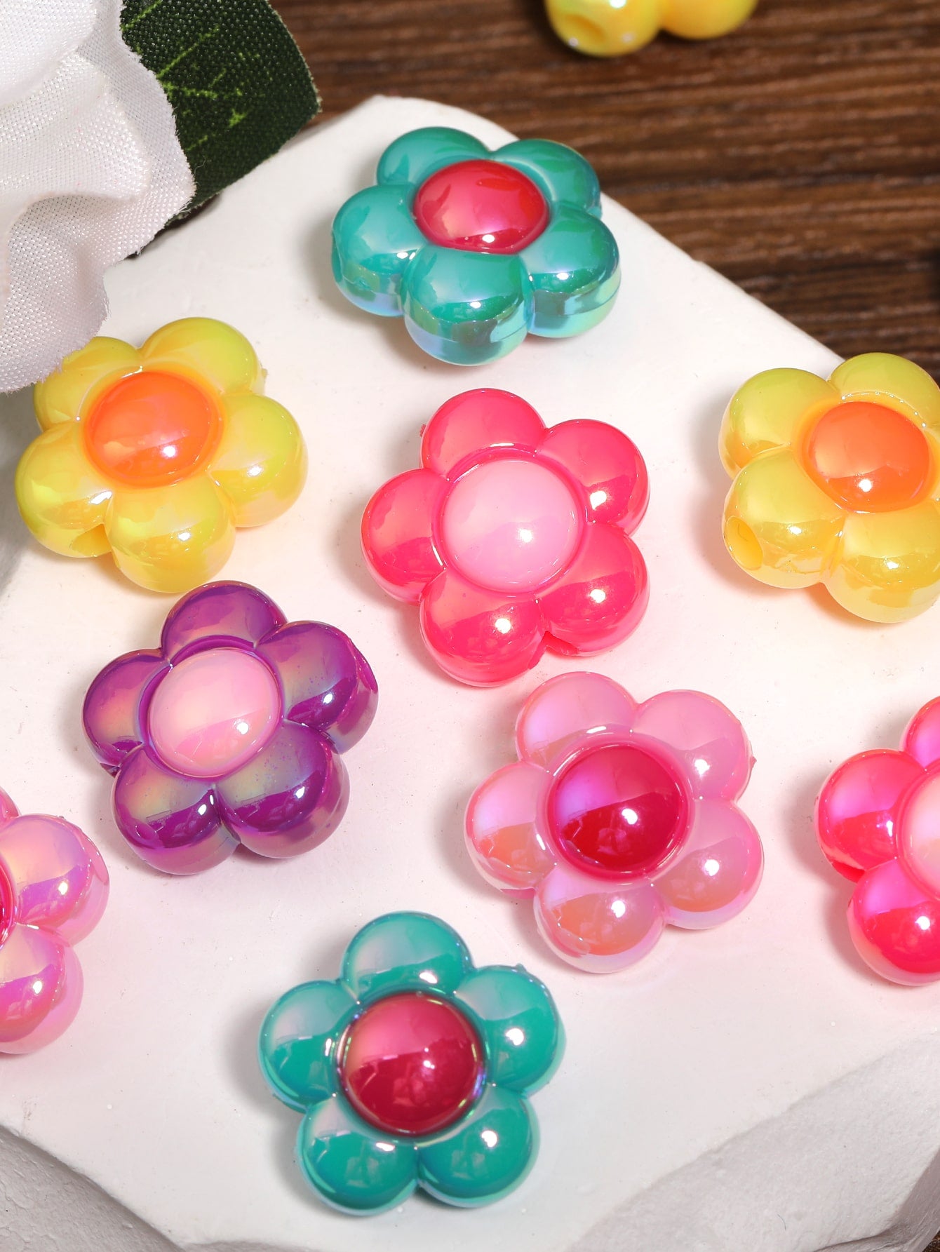 Uv Oil Drip Small Flower Basic Jewelry Making Accessories-Multicolor-1