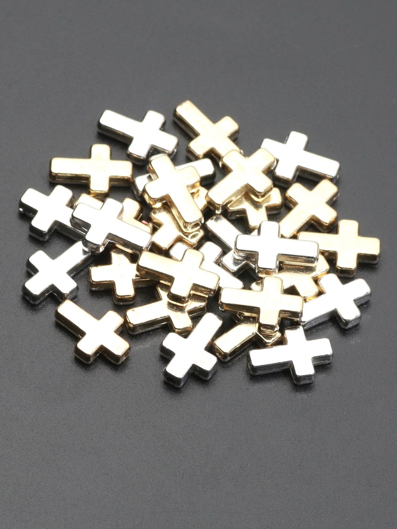 50pcs Acrylic Cross-shaped Beaded String, Electroplated, Ideal For Diy Jewelry Making, Bracelets, Necklaces, Earrings-Multicolor-1