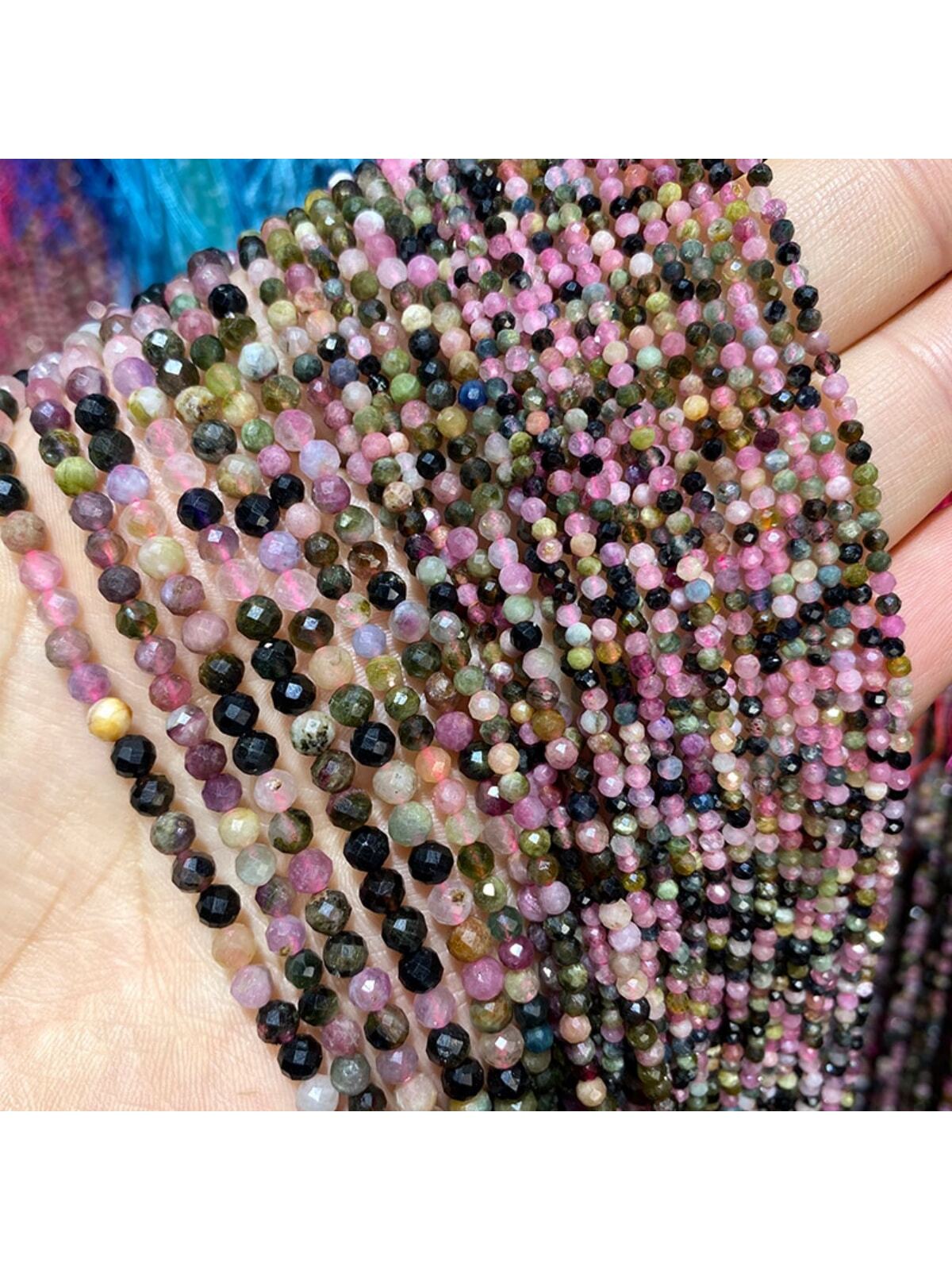 1 Strand 2mm 3mm 4mm Faceted Natural Colorful Beryl Beads For Diy Bracelet, Necklace, Earring Making, 15'' In Length--1