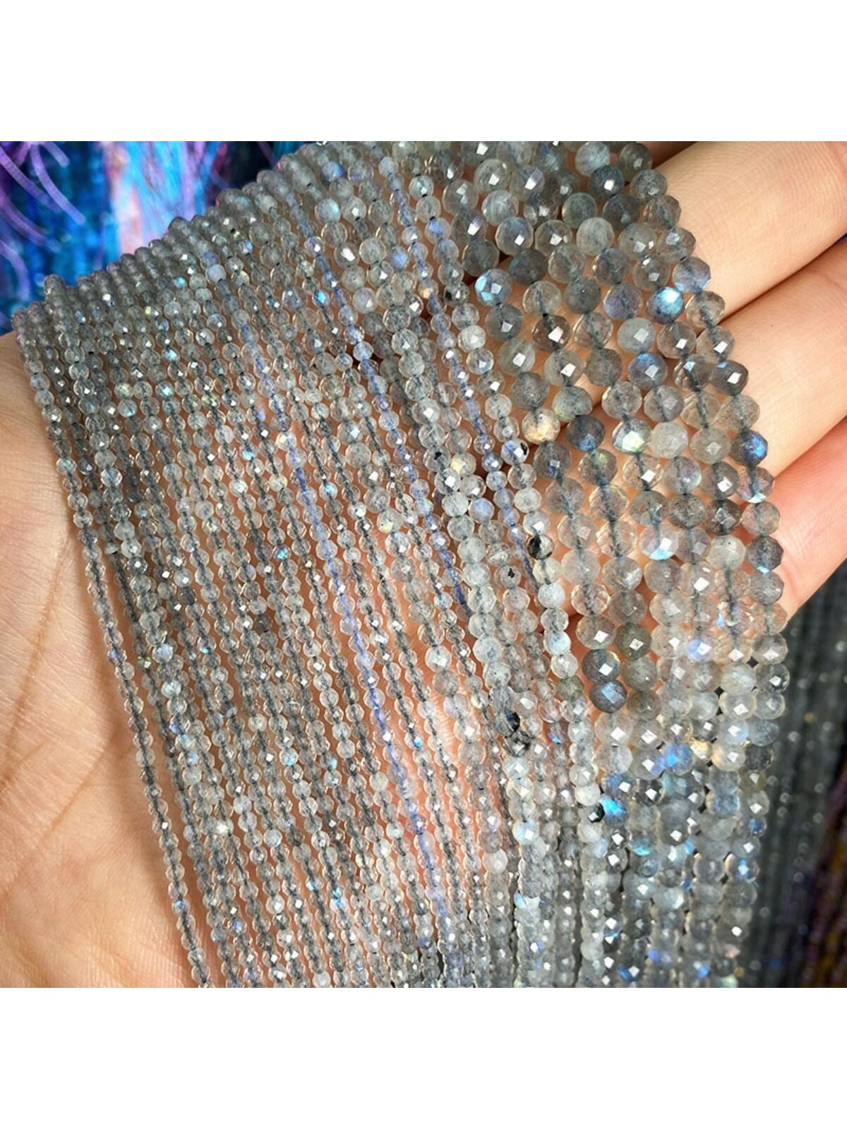 1 Strand 2mm 3mm 4mm Faceted Natural Moonstone Small Round Beads For Diy Jewelry Making, 15 Inches Long--1