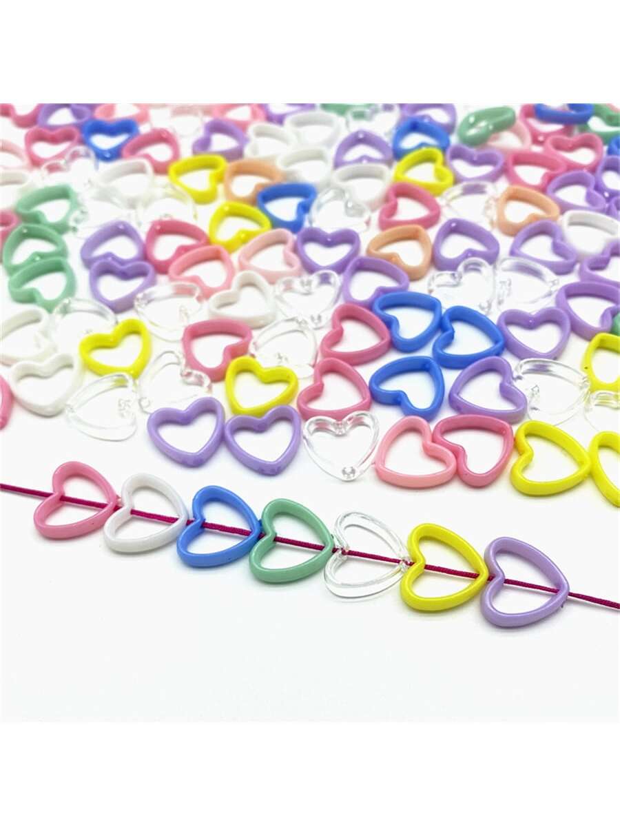 30pcs/lot colorful acrylic heart, used for necklaces, bracelets, headgear, earrings, and other DIY-Multicolor-1